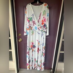 Floral Dress - White Multicolor 6XL